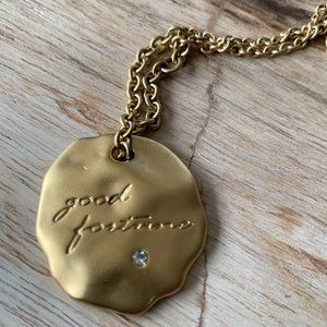 Dyrberg/Kern Blenda Good Fortune satin gold necklace with Swarovski crys…